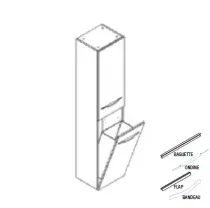 Colonne BENTO 35cm H.160cm 1 porte + panier à linge / Poignée Bandeau, Baguette, Flap ou Ondine - Laque au choix - DECOTEC