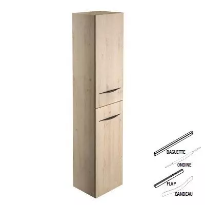 Colonne BENTO 35cm H.160cm 2 portes / Poign�e Bandeau, Baguette, Flap ou Ondine - D�cor bois au choix - DECOTEC 1793261/1793271