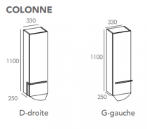 Colonne Cimon 33cm 1 porte ouverture gauche Blanc - O\'DESIGN Réf. CIMONC1100GB