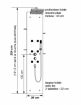 Colonne de douche Aquaglass 6 buses hydromassantes Perle Noire - KINEDO Réf. CD220N