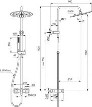 Colonne de douche mélangeur Joy Neo Poignées Croix Gris magnétique - Ideal Standard Réf. BD158A5
