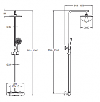 Colonne de douche thermostatique Brive 2 Chromé - Jacob Delafon Réf. E25768-CP