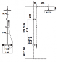 Colonne de douche thermostatique Drakar Chromé - O\'DESIGN Réf. DRAK800C-C