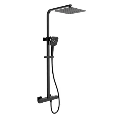 Kissy Colonne de douche noire avec thermostatique Essebagno