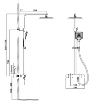 Colonne de douche thermostatique Grafik Noir mat - O\'DESIGN Réf. GRAF800NM