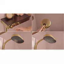 Colonne de douche thermostatique Grands Boulevards 3 fonctions avec tablette Laiton bross&eacute;- JACOB DELAFON R&eacute;f. E36549-9-2MB