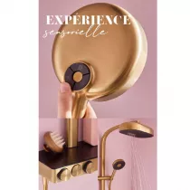 Colonne de douche thermostatique Grands Boulevards 3 fonctions avec tablette Laiton bross&eacute;- JACOB DELAFON R&eacute;f. E36549-9-2MB