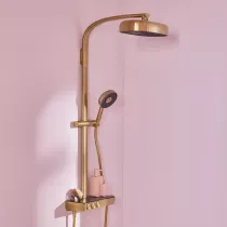 Colonne de douche thermostatique Grands Boulevards 3 fonctions avec tablette Laiton bross&eacute;- JACOB DELAFON R&eacute;f. E36549-9-2MB