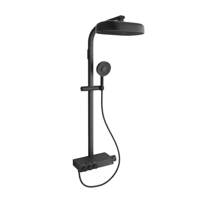 Colonne de douche thermostatique Grands Boulevards 3 fonctions avec tablette Noir mat - JACOB DELAFON R�f. E36549-9-BL