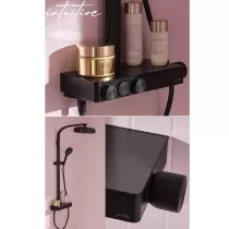 Colonne de douche thermostatique Grands Boulevards 3 fonctions avec tablette Noir mat - JACOB DELAFON R&eacute;f. E36549-9-BL