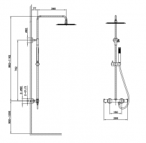 Colonne de douche thermostatique Hanaé Noir mat - O\'DESIGN Réf. HAN800NM