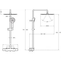 Colonne de douche thermostatique Métro Noir mat avec tablette - Jacob Delafon Réf. E26589-BL