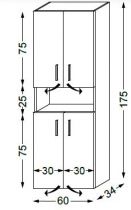 COLONNE ELEMENTO H:1750 DOUBLE L:600 MELAMINE - SANIJURA Réf. 942022