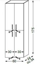 COLONNE ELEMENTO H:1750 L:600 LAQUE PROF 240 - SANIJURA Réf. 942607