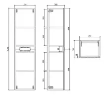 Colonne Hipster 35x140cm 2 portes Chêne arizona - OZE Réf. HIP-C1400CA