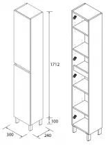Colonne Infinity 30x181cm 2 portes Blanc satin&eacute; - SALGAR R&eacute;f. 112581