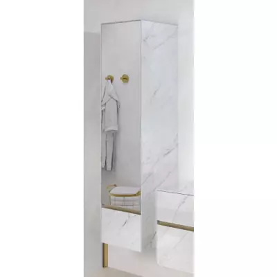 Colonne Karma L.41cm H.160cm 1 porte miroir /1 tiroir C�ram d�cor & Laque ou Ch�ne ou Full c�ram - DECOTEC