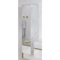 Colonne Karma L.41cm H.160cm 1 porte miroir /1 tiroir Céram décor & Laque ou Chêne ou Full céram - DECOTEC