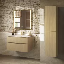 Colonne LEVANTO 35cm H.160cm 2 portes - Décor bois chêne strié 2 finitions au choix - DECOTEC 1826852 / 1826862