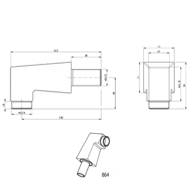Colonnette carr�e en laiton Cuivr� bross� PVD (lot de 2) - O\'DESIGN R�f. 864-CB