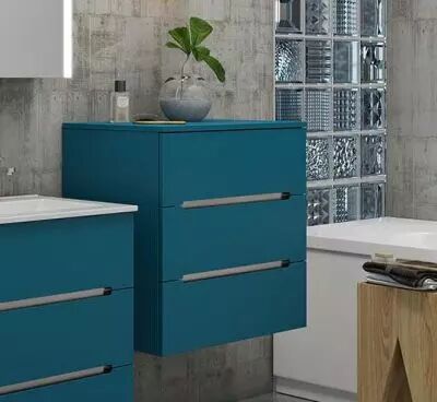 Commode BENTO 80cm 3 tiroirs / Poign�e Prise de main alu bross� - Laque au choix - DECOTEC R�f. 1791231