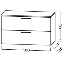 Commode Odéon Rive Gauche 100 cm 2 tiroirs Finition mélaminé ou laque / 5 poignées au choix - JACOB DELAFON