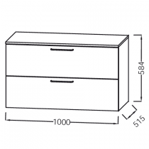 Commode Odeon Rive Gauche 100cm 2 tiroirs Laque - JACOB DELAFON Réf. EB2549-Rx-TL