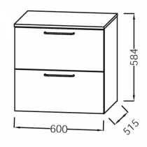 Commode Odeon Rive Gauche 60cm 2 tiroirs Melaminé - JACOB DELAFON Réf. EB2547-RX-MM