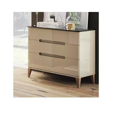 Commode R�sonance 104cm 3 tiroirs / Dessus laqu� ou C�ram d�cor / Laque au choix  - DECOTEC R�f. 1821081 / 1821082