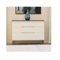 Commode Résonance 124cm 3 tiroirs / Dessus laqué ou Céram décor / Laque au choix  - DECOTEC Réf. 1821091 / 1821092