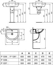 Console Alu pour lavabo 55 et 60cm - Porcher Réf. D5700BG