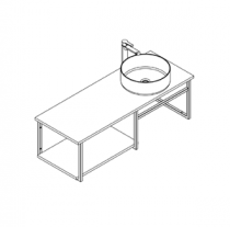 Console Atelier L120 + barre porte-serviettes - Décor bois / Blanc mat - DECOTEC Réf. 1821322