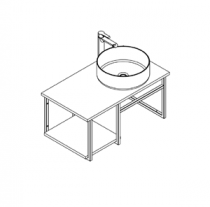 Console Atelier L80 + barre porte-serviettes - Décor bois / Blanc mat - DECOTEC Réf. 1821302