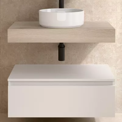 Coquette suspendue DOMUS 80cm 1 tiroir Blanc satin� - SALGAR R�f. 113914