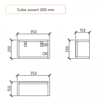 Cube ouvert Harmonie 35cm Chêne doré - OZE Réf. MOD-HAR200CD