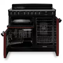 Cuisini&egrave;re 100cm Falcon Classic Deluxe NGC Bordeaux chrom&eacute; CLDL100EIPBOR/CM-E1 3 fours &eacute;lectriques / 5 foyers induction