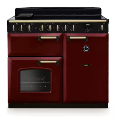 Cuisini�re 100cm Falcon Classic Deluxe NGC Bordeaux laiton antique CLDL100EIPBOR/AB-E1 3 fours �lectriques / 5 foyers induction