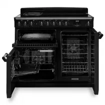 Cuisini&egrave;re 100cm Falcon Classic Deluxe NGC Charbon laiton antique CLDL100EIPCBL/AB-E1 3 fours &eacute;lectriques / 5 foyers induction