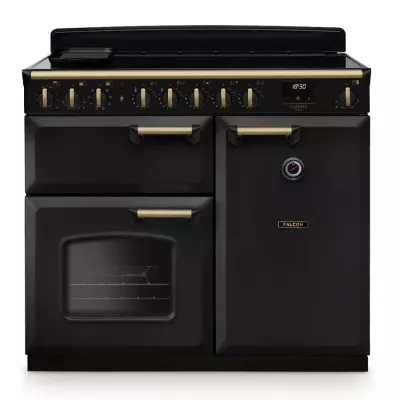 Cuisini�re 100cm Falcon Classic Deluxe NGC Charbon laiton antique CLDL100EIPCBL/AB-E1 3 fours �lectriques / 5 foyers induction