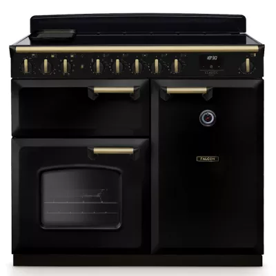 Cuisini�re 100cm Falcon Classic Deluxe NGC Noir laiton antique CLDL100EIPGBL/AB-E1 3 fours �lectriques / 5 foyers induction