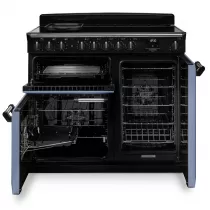 Cuisini&egrave;re 100cm Falcon Classic Deluxe NGC Roche bleue laiton antique CLDL100EIPSTB/AB-E1 3 fours &eacute;lectriques 5 foyers induction