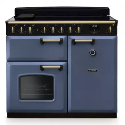 Cuisini�re 100cm Falcon Classic Deluxe NGC Roche bleue laiton antique CLDL100EIPSTB/AB-E1 3 fours �lectriques 5 foyers induction