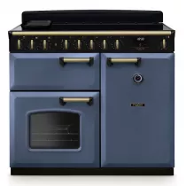 Cuisini&egrave;re 100cm Falcon Classic Deluxe NGC Roche bleue laiton antique CLDL100EIPSTB/AB-E1 3 fours &eacute;lectriques 5 foyers induction