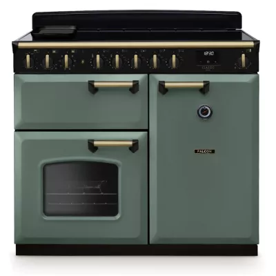 Cuisini�re 100cm Falcon Classic Deluxe NGC Vert min�ral laiton antique CLDL100EIPMGR/AB-E1 3 fours �lectriques 5foyers induction