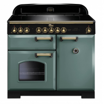 Cuisinière 100cm Falcon Classic Deluxe Vert minéral Laiton CDL100EIMG/B-EU 3 fours électriques / 5 foyers induction