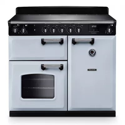 Cuisini�re 100cm Falcon Classic NGC Bleu pastel Chrom� CL100EIPMSB/CM-E1 3 fours �lectriques / 5 foyers induction