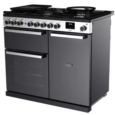 Cuisini�re 100cm Falcon Edge Deluxe verre Noir Chrome EDDL100DFGBLK/CM-E1 3 fours �lectriques / 5 foyers gaz