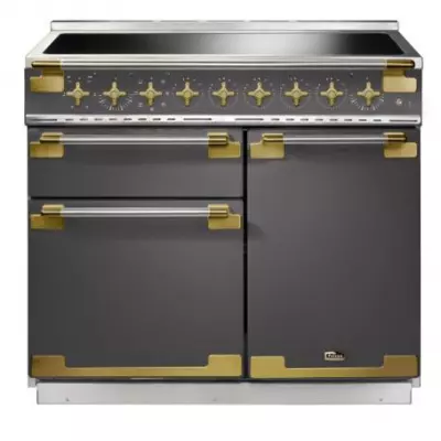 Cuisini�re 100cm Falcon Elise Luxe 100 Gris Ardoise / Laiton ELS100EISL/AB-EU 3 fours �lectriques / 5 foyers induction