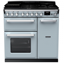 Cuisinière 100cm Falcon Estel Deluxe Bleu pastel / Chromé ESDL100DFPMSB/CM-E1 3 fours électriques / 5 foyers gaz