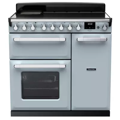 Cuisini�re 100cm Falcon Estel Deluxe Bleu pastel / Chrom� ESDL100EIPMSB/CM-E1 3 fours �lectriques / 5 foyers induction